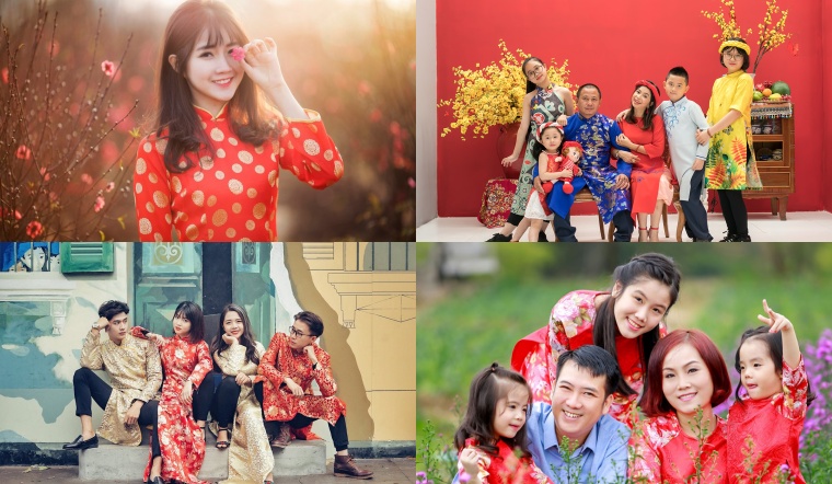 Chụp ảnh Tết cùng áo dài Lưu giữ khoảnh khắc đẹp nhất cùng gia đình